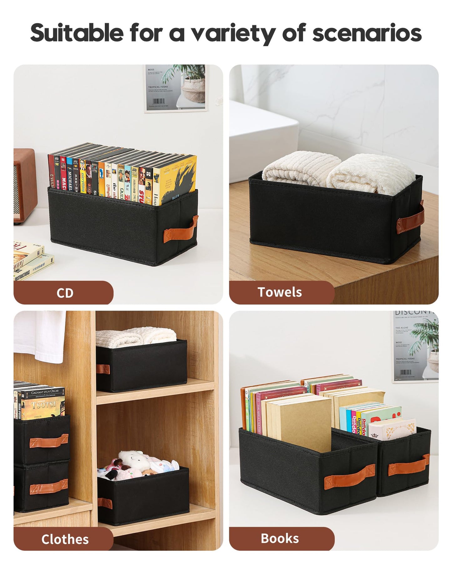 Wanapure 6 Pack DVD Storage Box, DVD Organizer Holds Up to 102 DVDs, Foldable DVD Holder, Large CD Storage Case