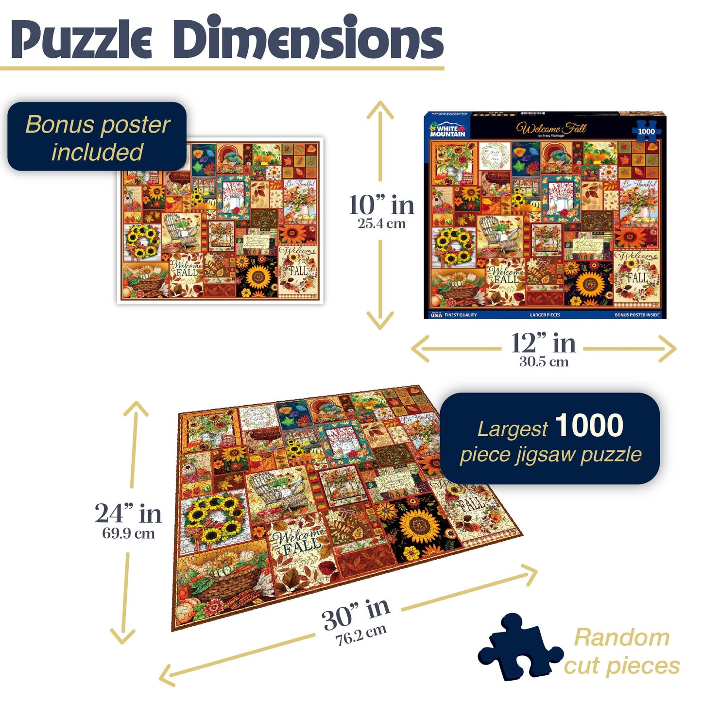 White Mountain Puzzles Welcome Fall 1000 Piece Puzzle for Adults Collage Autumn Jigsaw Puzzles for Adult Grandparents and Family