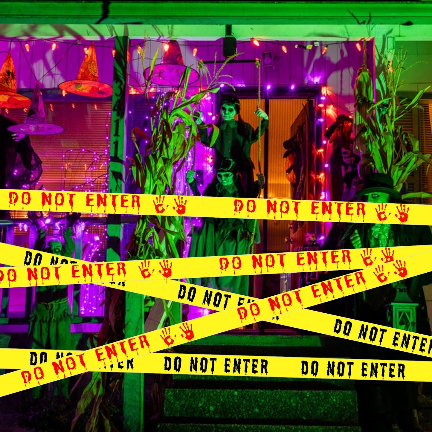 2Pcs Halloween Decorations Caution Tape - 2 inch x 164 feet Do Not Enter Caution Tape Roll Yellow Scary Hazard Warning Tape Safety Outdoor DIY Spooky Decorative for Party,Door,Danger Areas,Indoor