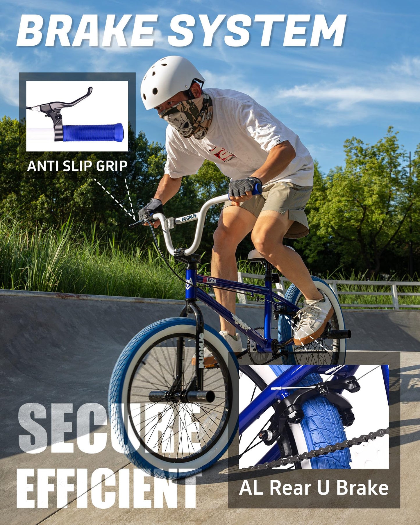 vollsch Freestyle BMX Bikes 20 Inch Kids Bicycle for 8-15 Years Old Teens, Boys, Girls, Beginner-Lever Riders, Blue