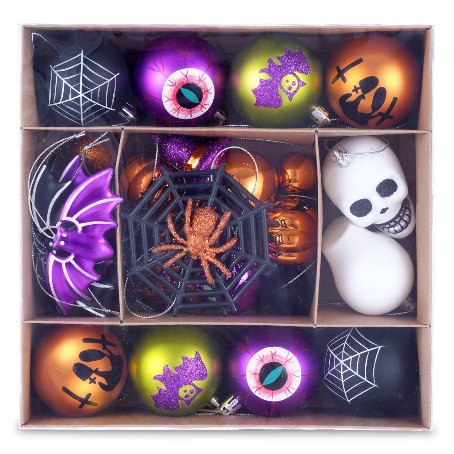 28ct Halloween Ball Ornaments Set, Shatterproof Tree Decorations, Perfect Hanging Ball for Tree Indoor/Outdoor Holiday Halloween Party Decor