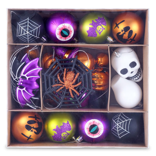 28ct Halloween Ball Ornaments Set, Shatterproof Tree Decorations, Perfect Hanging Ball for Tree Indoor/Outdoor Holiday Halloween Party Decor