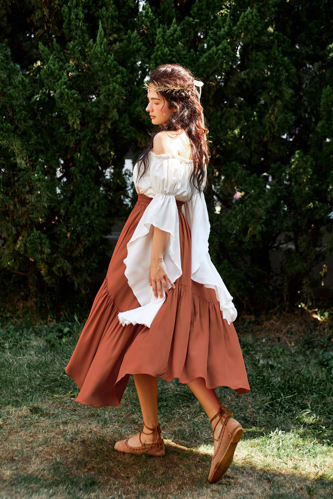 Women Renaissance Top Summer White Dressy Blouse Off The Shoulder Elegant Blouse White M