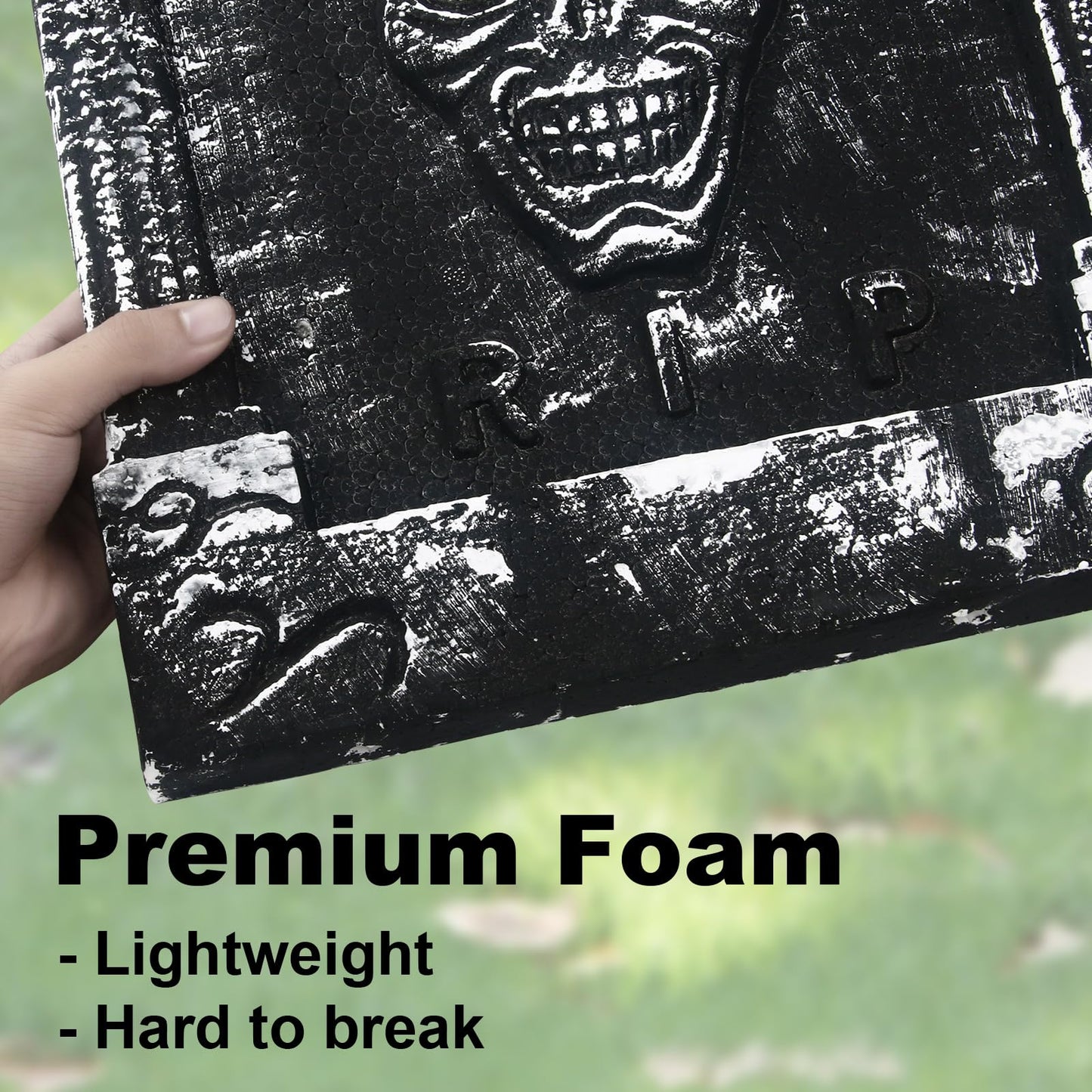 21" Halloween Tombstone - Extra Large Foam RIP Graveyard Headstones Tombstones for Graves (4 Pack), Halloween Yard Signs with Stakes Lawn Decor Outdoor Indoor Decorations