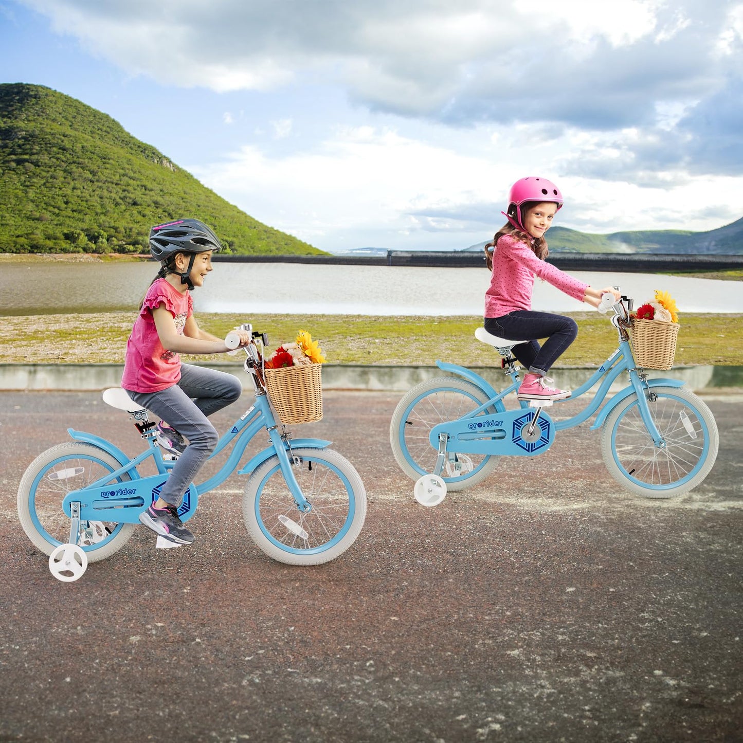 BABY JOY Kids Bike, 16 Inch Kids Bicycles for 4-7 Years Old Children with Training Wheels, Adjustable Height, Handbrake & Coaster Brake, Boys Girls Bike (Blue)