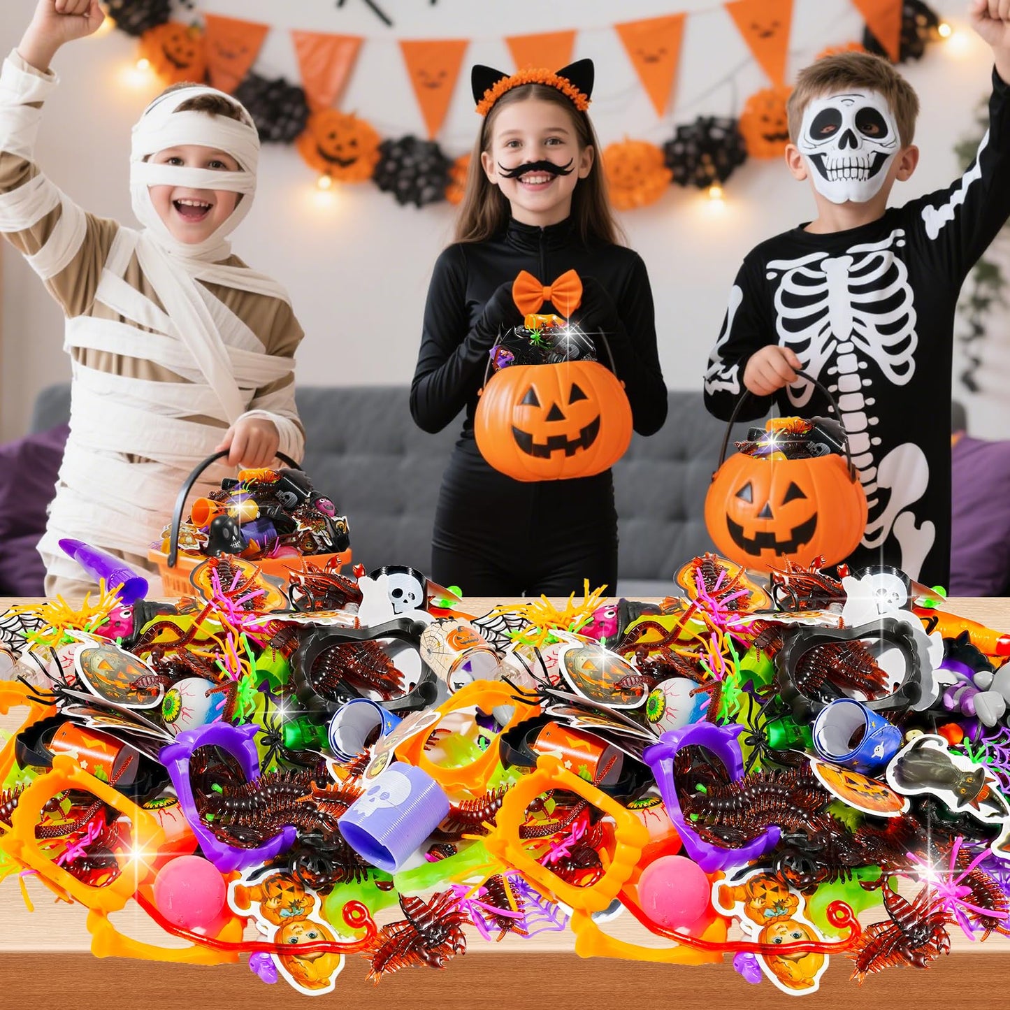 327 PCS Halloween Party Assortment Bulk Goodies Party Bags Fillers Stuffers for Halloween Decoration