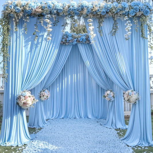 20ft x 15ft Baby Blue Wrinkle Free Backdrop Curtains for Wedding Party Backdrops Curtain Drapes Fabric Decorations Photo Back Drop Cloth for Baby Shower Photography Stage Reception