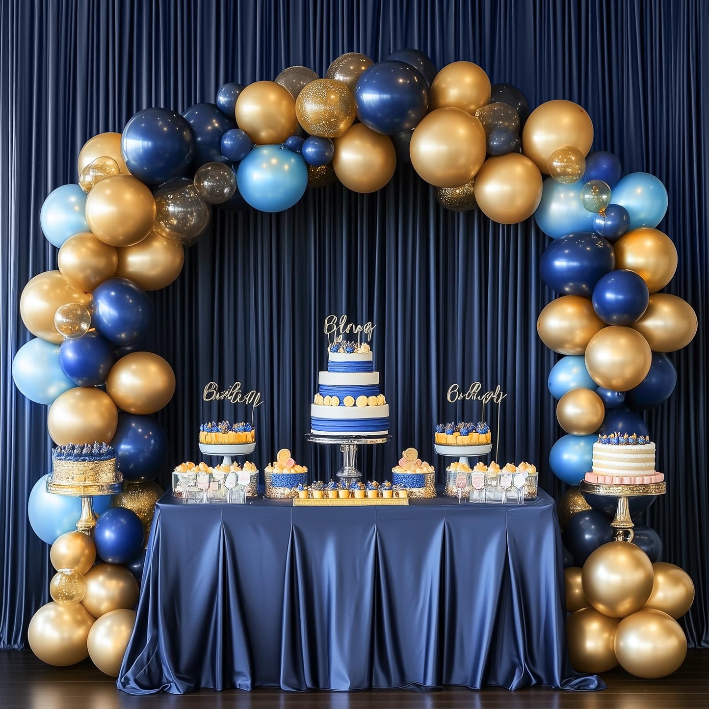 20ft x 12ft Navy Blue Backdrop Curtain for Parties, Wrinkle Free 4 Panels 12ft Long Photo Backdrop Drapes Back Drop Cloth for Wedding Birthday Party Baby Shower Photography Background