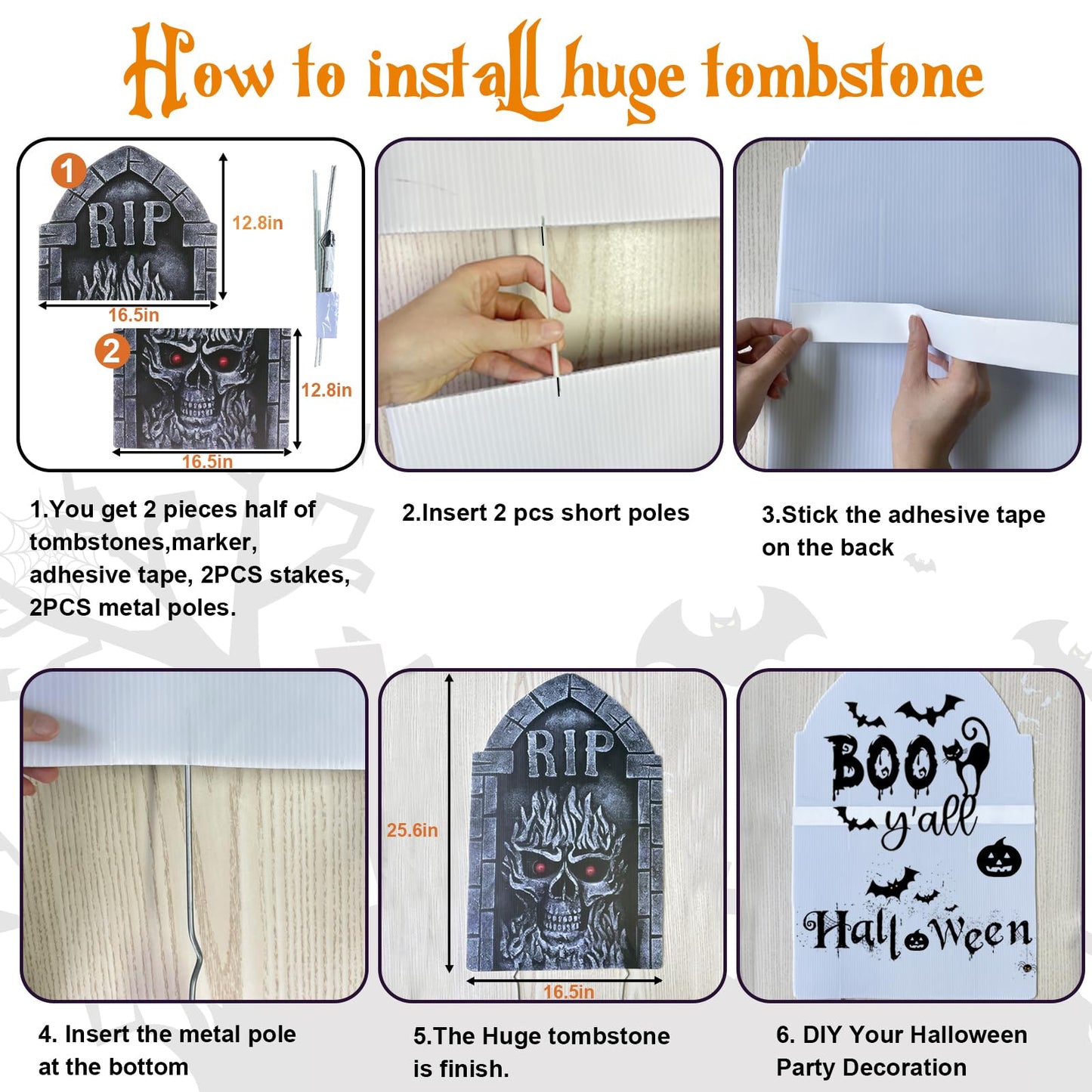 25.5inch DIY Halloween Decorations Outdoor Tombstones Decor Large,5PCS Huge Scary Halloween Yard Sign Decorations,Waterproof Graveyard Tombstone Halloween Tombstones & Cemetery Outdoor Decorations
