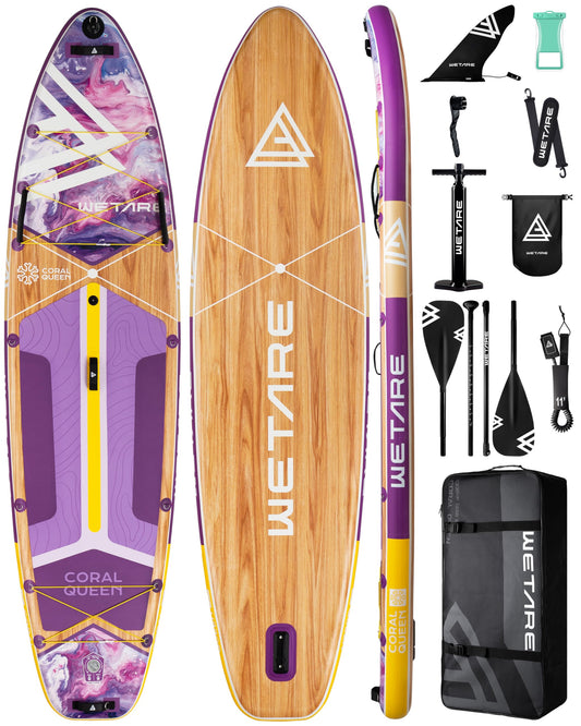WETARE 11'6"x35" Inflatable Paddle Board, 450lbs Extra Wide Stand Up Sup Board for Adults, Blow Up Paddleboard Kayak Non-Slip Stable Deck Boat for Yoga Fishing Surf