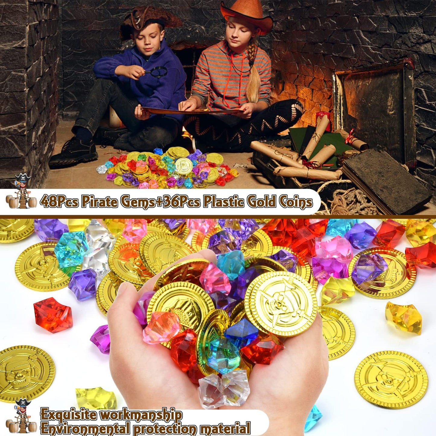 168Pcs Pirate Party Favors Supplies, Pirate Birthday Party Decorations, Pirate Gift Bags with Pirate Eye Patch Mustache Gold Coins Gems Tattoos for Kids Boys Pirate Birthday Party Goodie Bag Fillers