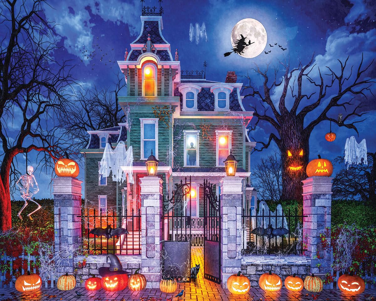 White Mountain House of Horror Puzzle 1000 Piece Halloween Jigsaw Puzzles for Adults and Families