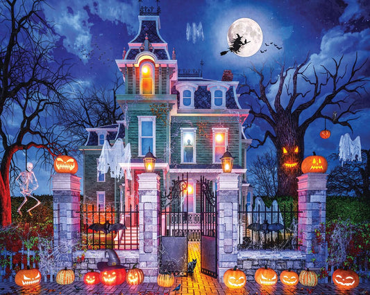 White Mountain House of Horror Puzzle 1000 Piece Halloween Jigsaw Puzzles for Adults and Families