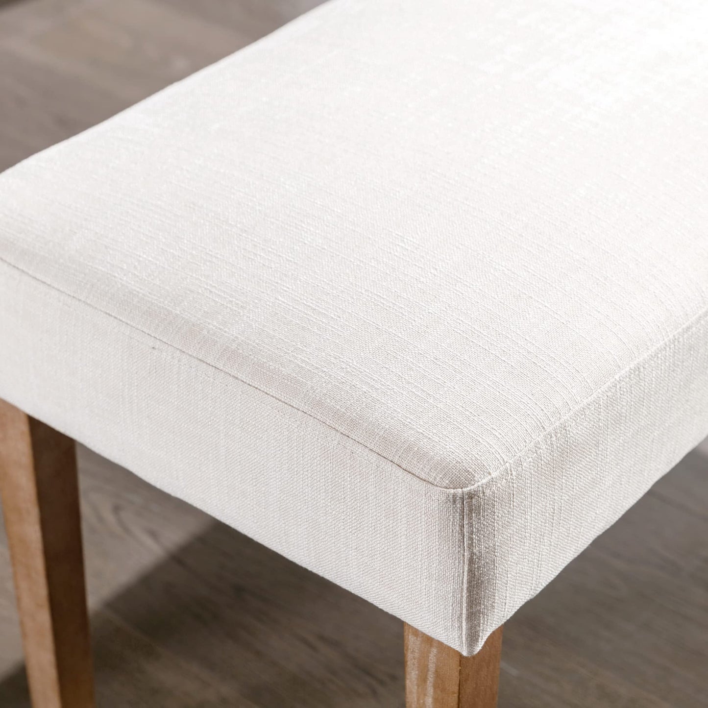 Wahson Farmhouse Linen Upholstered Dining Bench, 45" Long Dining Room Bench Seat with Natural Wood Legs, Beige