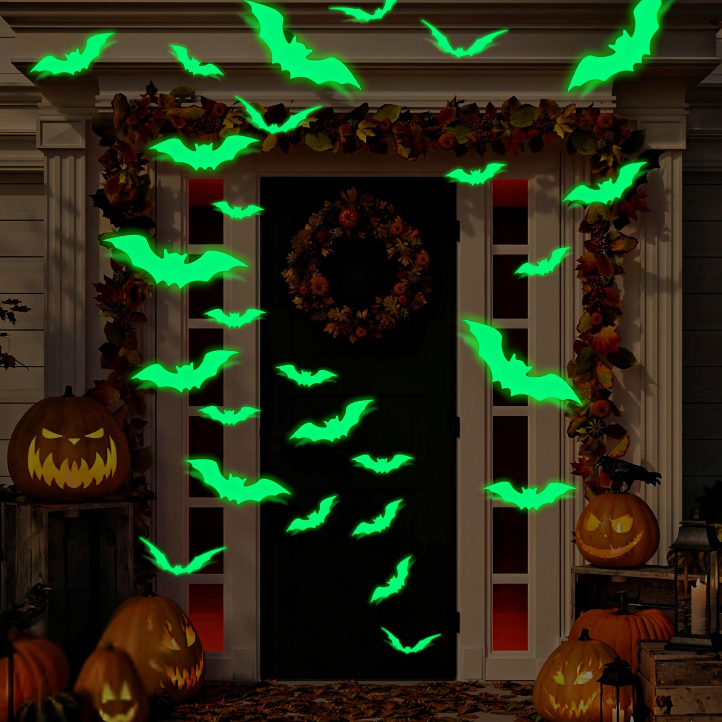 16PCS Glow in The Dark Halloween Bat Wall Decals 3D Luminous Bats Halloween Wall Decorations Stickers Glowing Bat Self-Adhesive Window Clings for Scary Halloween Theme Party Decorations Supplies