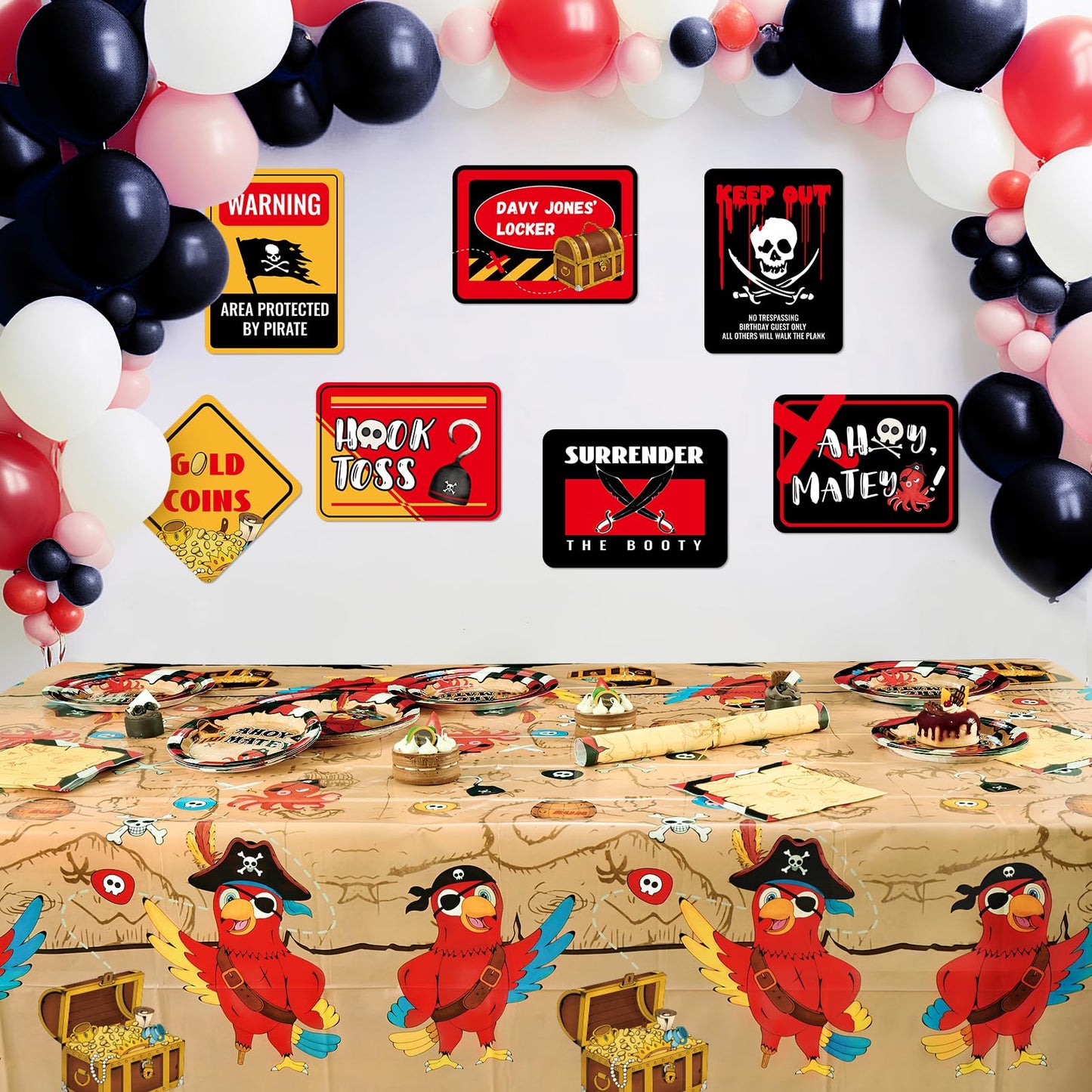 WERNNSAI Pirate Party Tablecloth - 2 Pack 54'' x 108'' Pirate Party Supplies Disposable Island Treasure Map Tablecover Nautical Adventure Theme Decorations for Boys Birthday Dining Table Cover