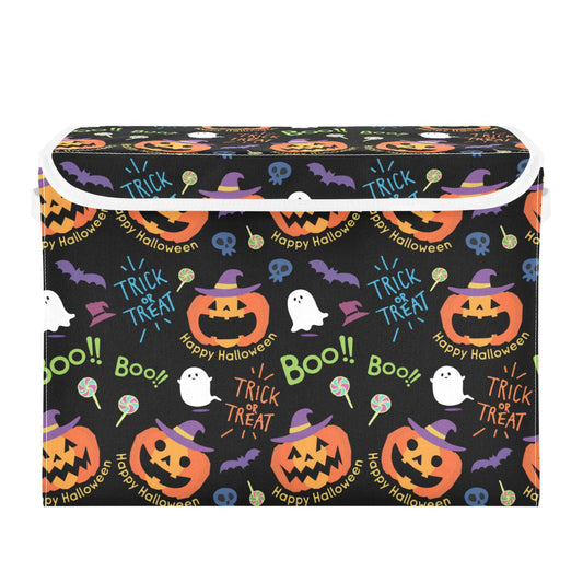 xigua Halloween Decorations Pumpkin Ghosts Storage Bins with Lids and Carrying Handle,Foldable Storage Boxes Organizer Containers Baskets Cube with Cover for Home Bedroom Closet Office Nursery