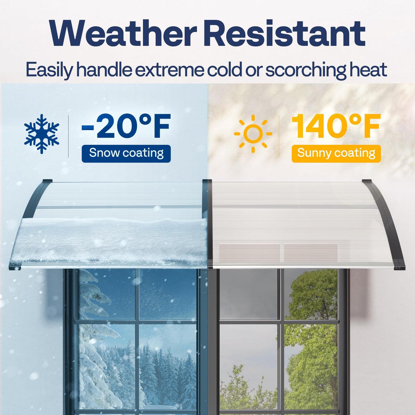 VIVOHOME Polycarbonate Window Door Awning Spliced Canopy Transparent with Black Bracket 40 Inch x 120 Inch