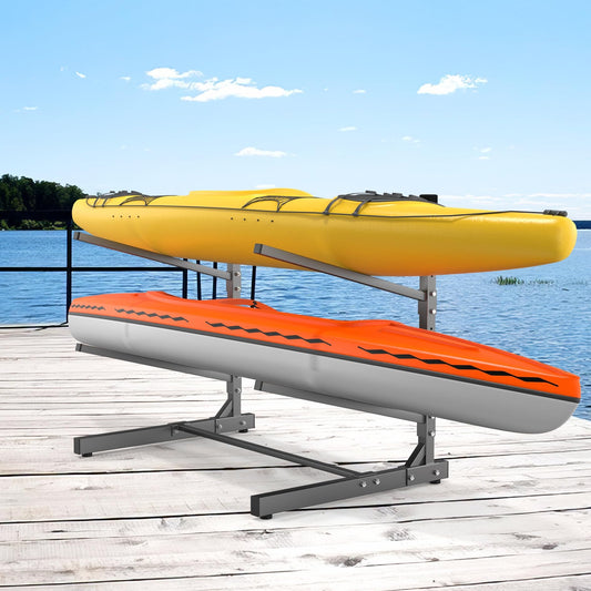 WALMANN Garage Kayak Storage Rack, Heavy-Duty Metal Kayak Rack 2-Tier Adjustable Freestanding Kayak Stand, Holds Up to 320 lbs