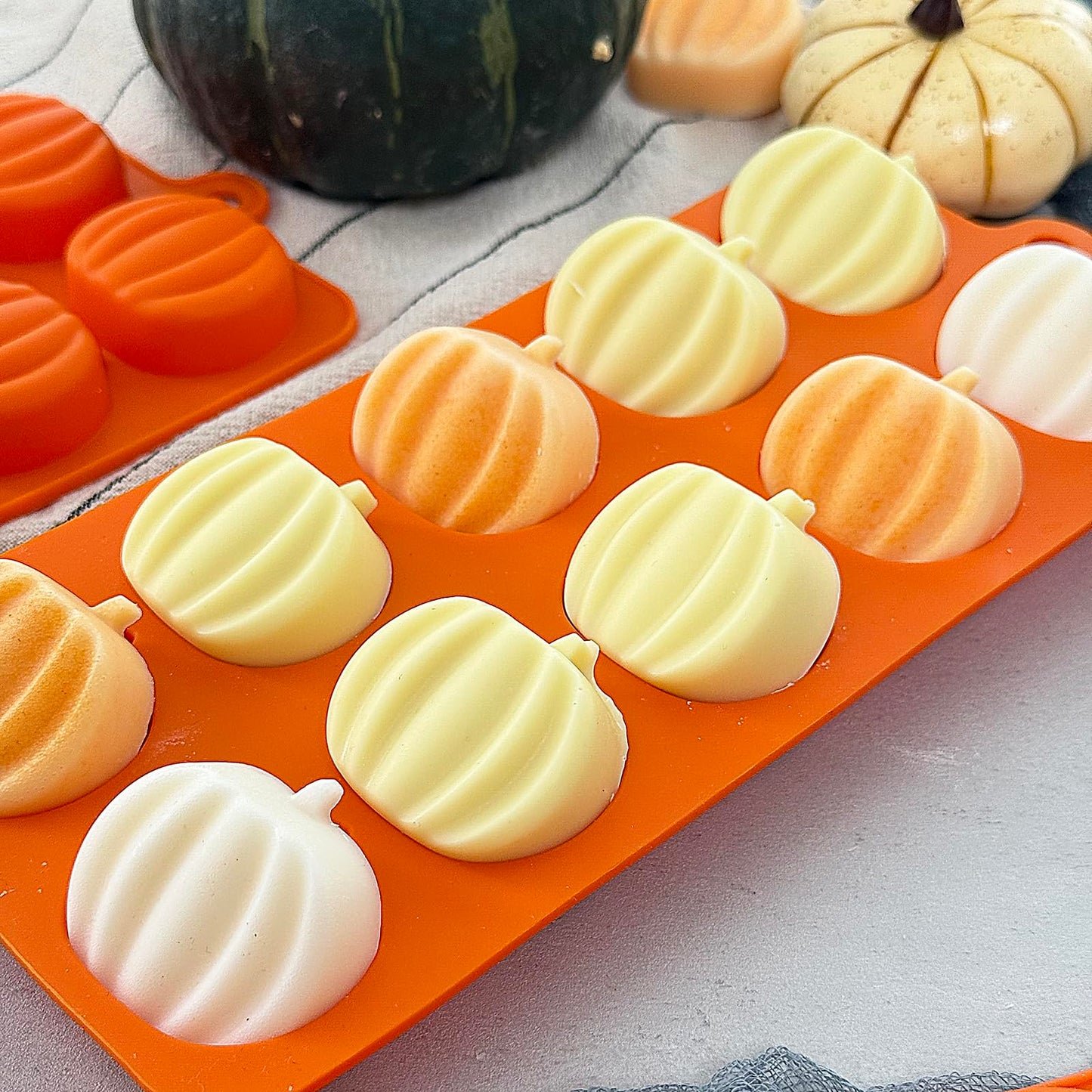 3Pack Pumpkin Chocolate Mold.Fall Silicone Candy Mold Pumpkin Ice Cube Molds Thanksging Baking Molds for Jello Soap Candle Cake Cupcake Decoraion