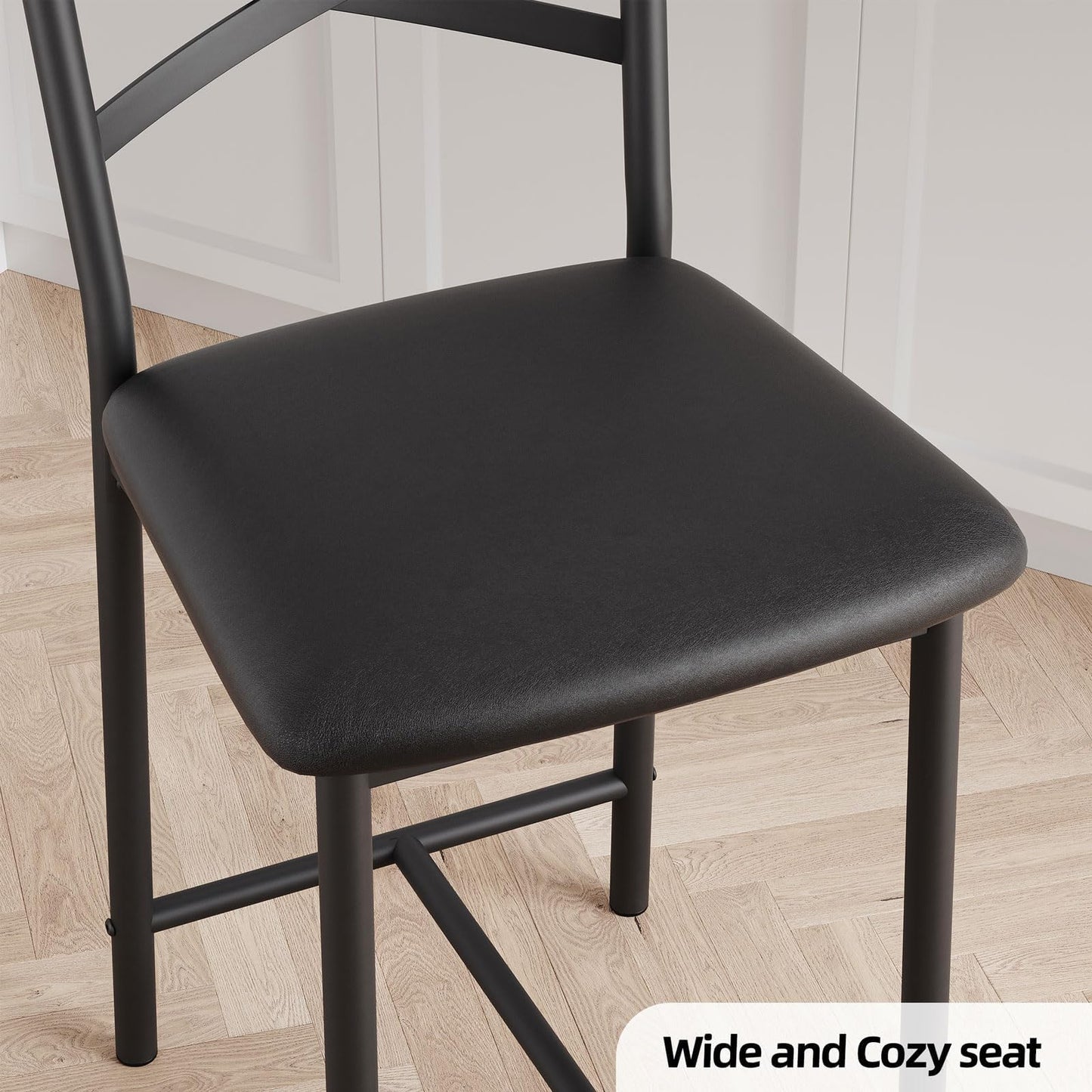 22.4" Bar Stools, Set of 4 Bar Chairs with X-Shaped Back Thick Cushion, Counter Height Barstools for Dining Room, Kitchen, Counter, Rustic Brown and Black