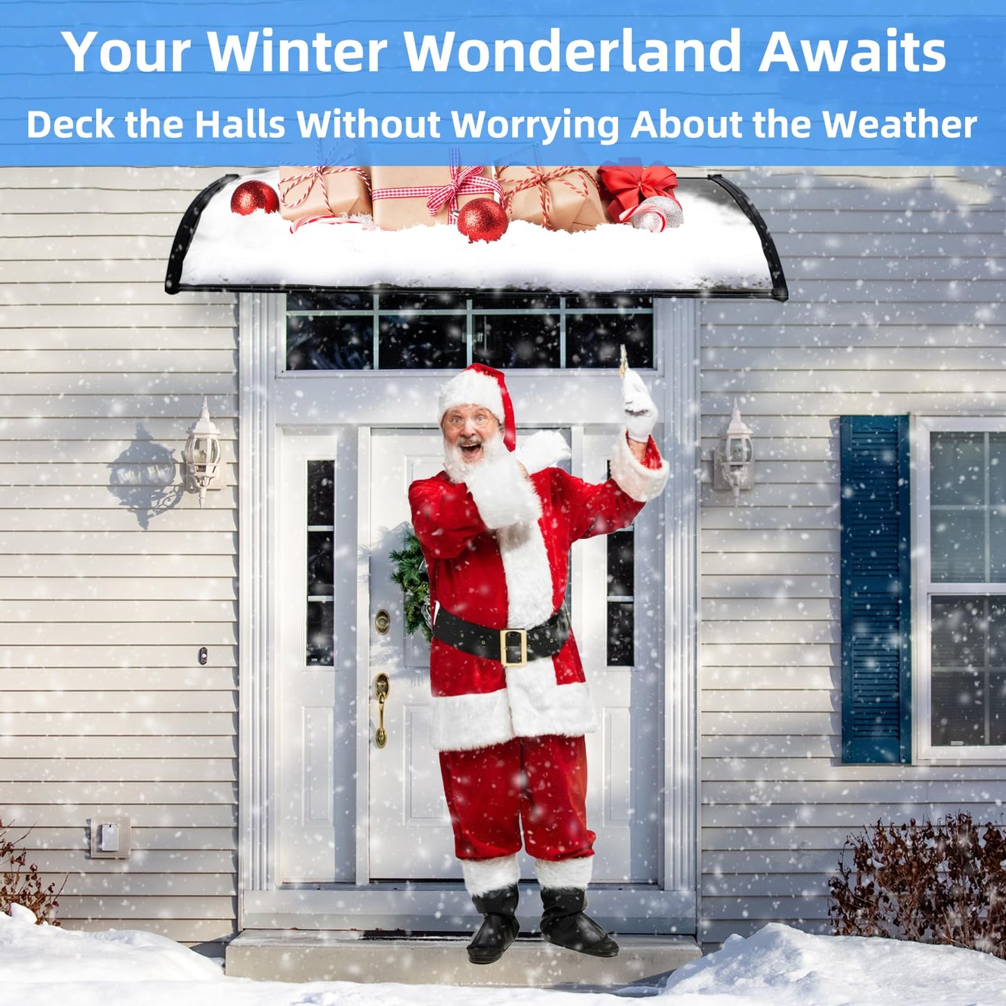 40"x48" Window Awning Door Canopy for Patio, Easy to Install Door Awnings for Entrances, Porches, and Courtyards, Exterior Rain and Snow Protection with Aluminum Bar