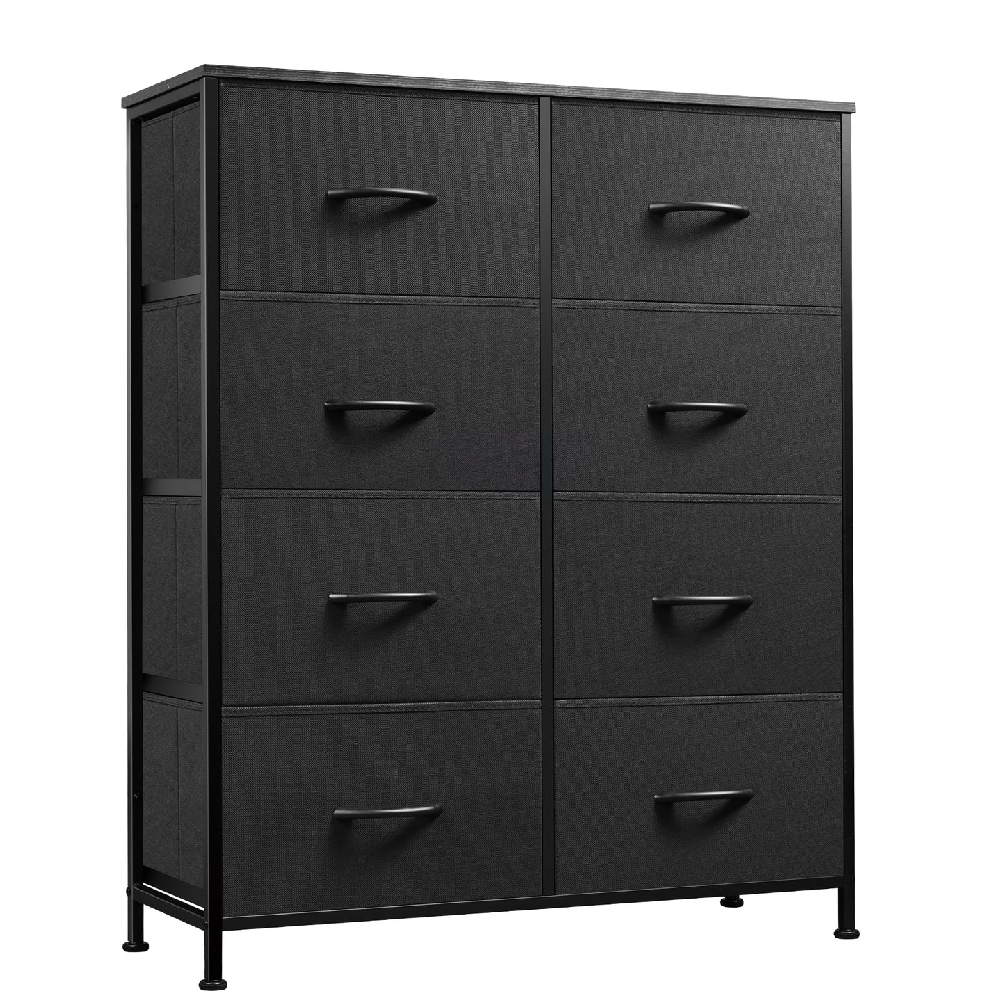 WLIVE Fabric Dresser for Bedroom, Tall Dresser with 8 Drawers, Storage Tower with Fabric Bins, Double Dressers, Chest of Drawers for Closet, Living Room, Hallway, Charcoal Black