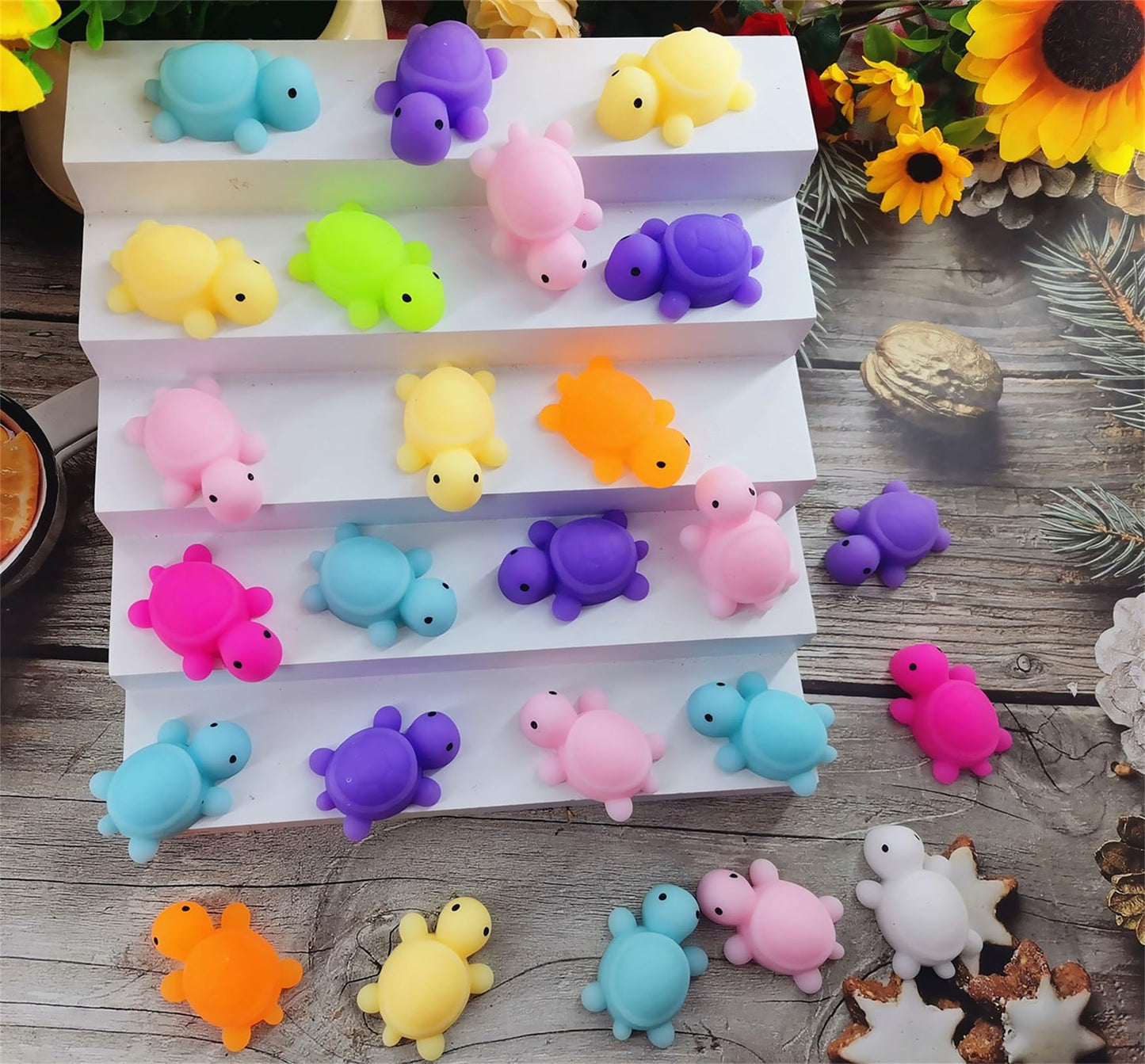 30 Packs Bulk Squeeze Ocean Turtle Classroom Students Prize,Goodie Bag Stuffers, Mini Squishy Animal Holiday Rewards Party Favors