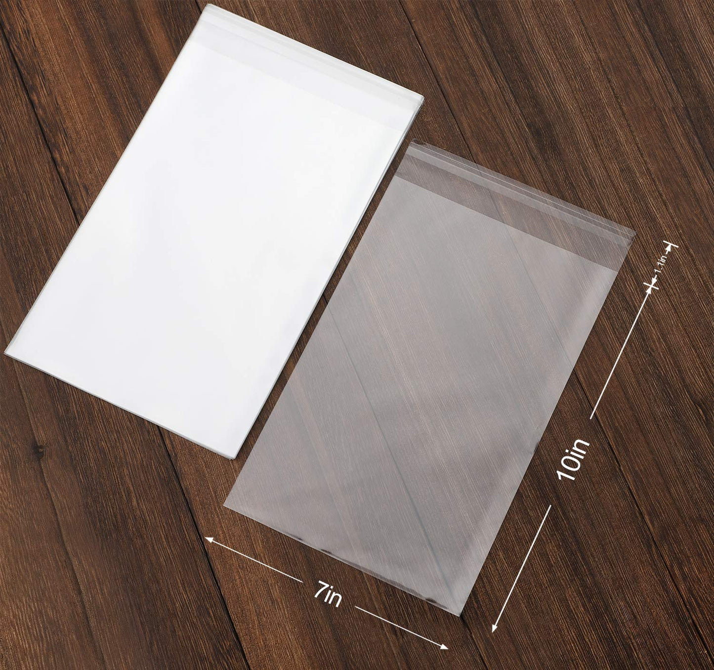 100 pcs Clear 7" x 10" Self Seal Cello Cellophane Bags Resealable Poly Bags 2.8 mils for Cookie, Candy, Gift Bakery, Prints, Photos, Cards , Party