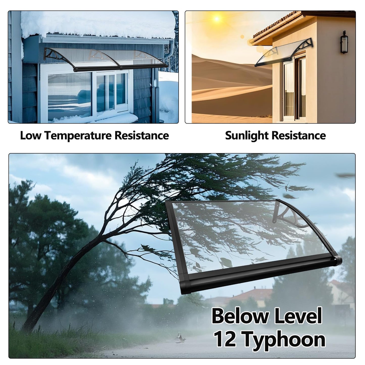 XYJBHB 40 * 80 in Aluminum Window Door Awning Canopy Upgraded Extra-Wide Drainage Gutter UV, Rain & Snow Protection, Easy Install for Exterior Sun Shutter