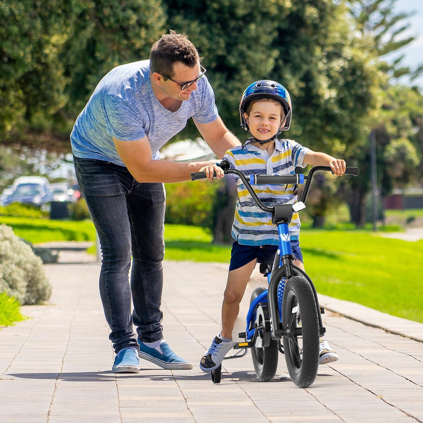 XJD 12 14 16 Inch Kids Bike BMX Style Bicycle with Training Wheels Coaster Brake for 1-10 Years Old Toddlers Boys Girls Multiple Colors (Blue, 12 Inch)