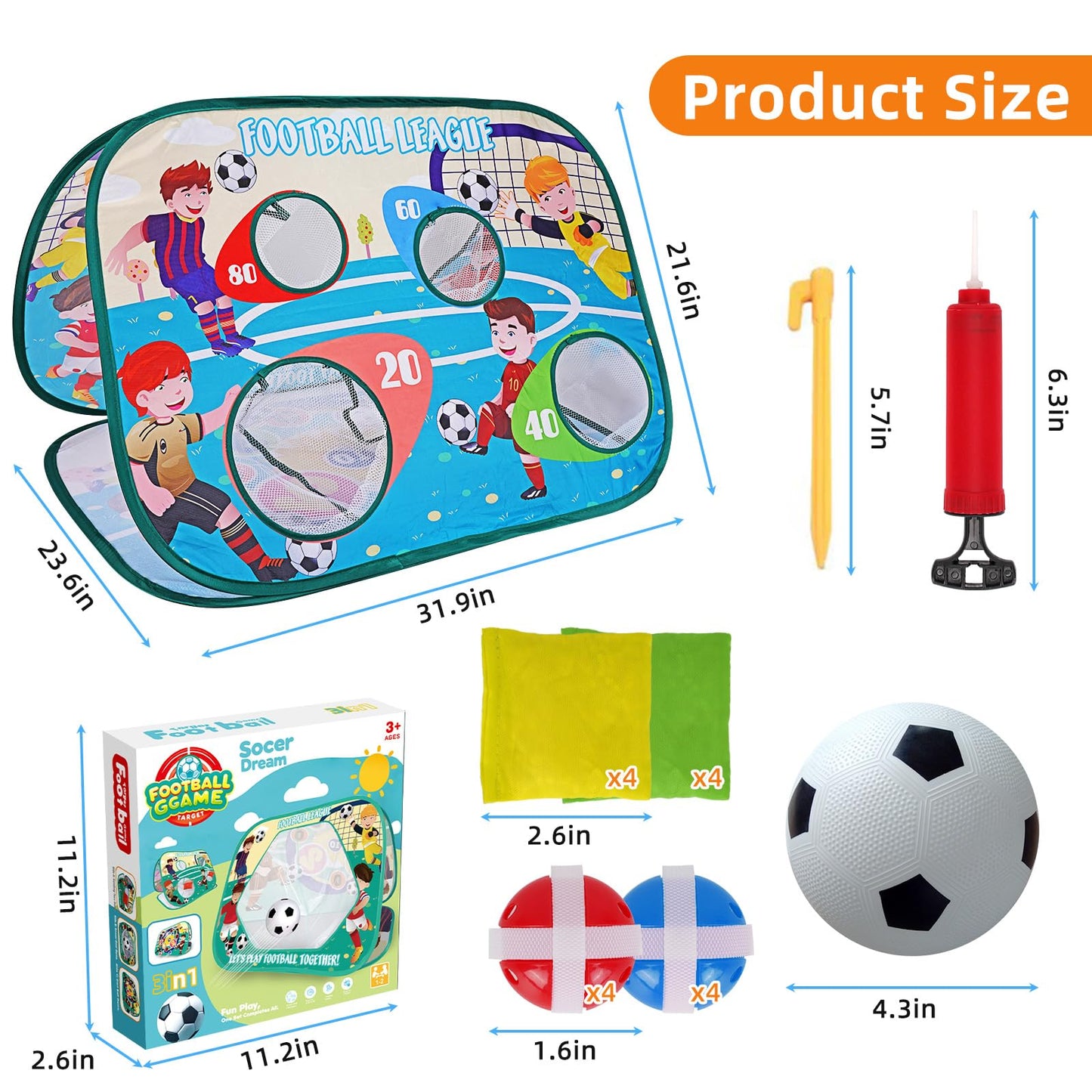 32Inch Bean Bag Toss Game Toy, Outdoor Toys for Toddlers Football Toys, Outdoor Activities for Kids Ages 3-5 Lawn Games for Kids