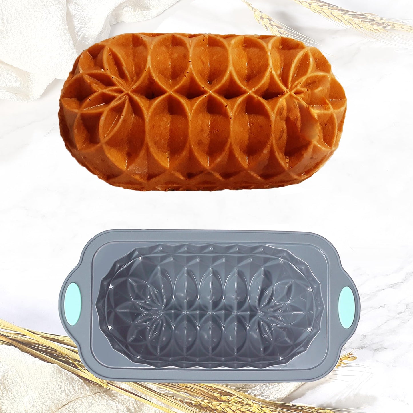 4 Piece Silicone Loaf Pan for Baking Bread, Non-Stick Kitchen Oven Bread Pan, Perfect for Banana Bread, Sandwich Bread, Pound Cake and Meatloaf, 4 Cups, Grey