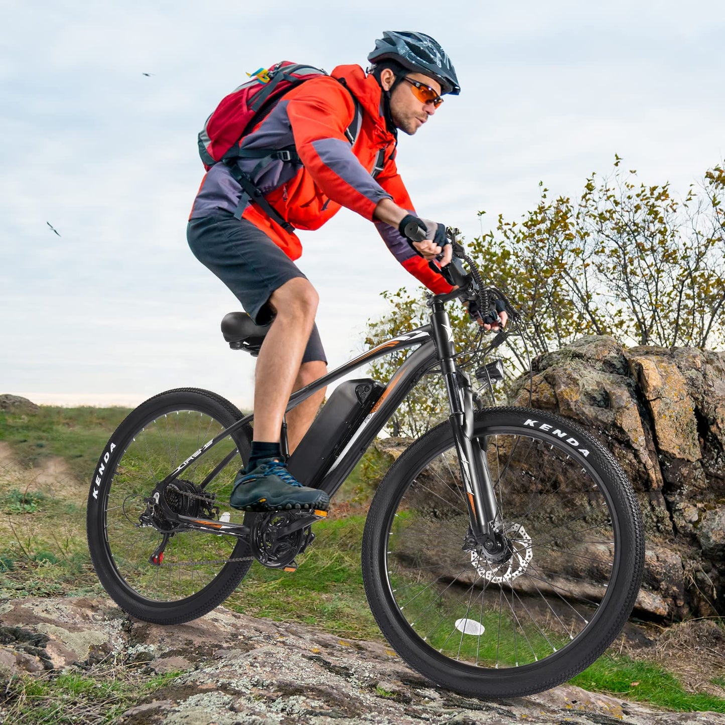 PEXMOR Peak 750W Electric Bike for Adults, 21 Speed Mountain Commuter Ebike, 50Miles 20MPH, 48V 13AH Removable Battery, 27.5" Fat Tire Electric Bicycle, with Lockable Suspension Fork