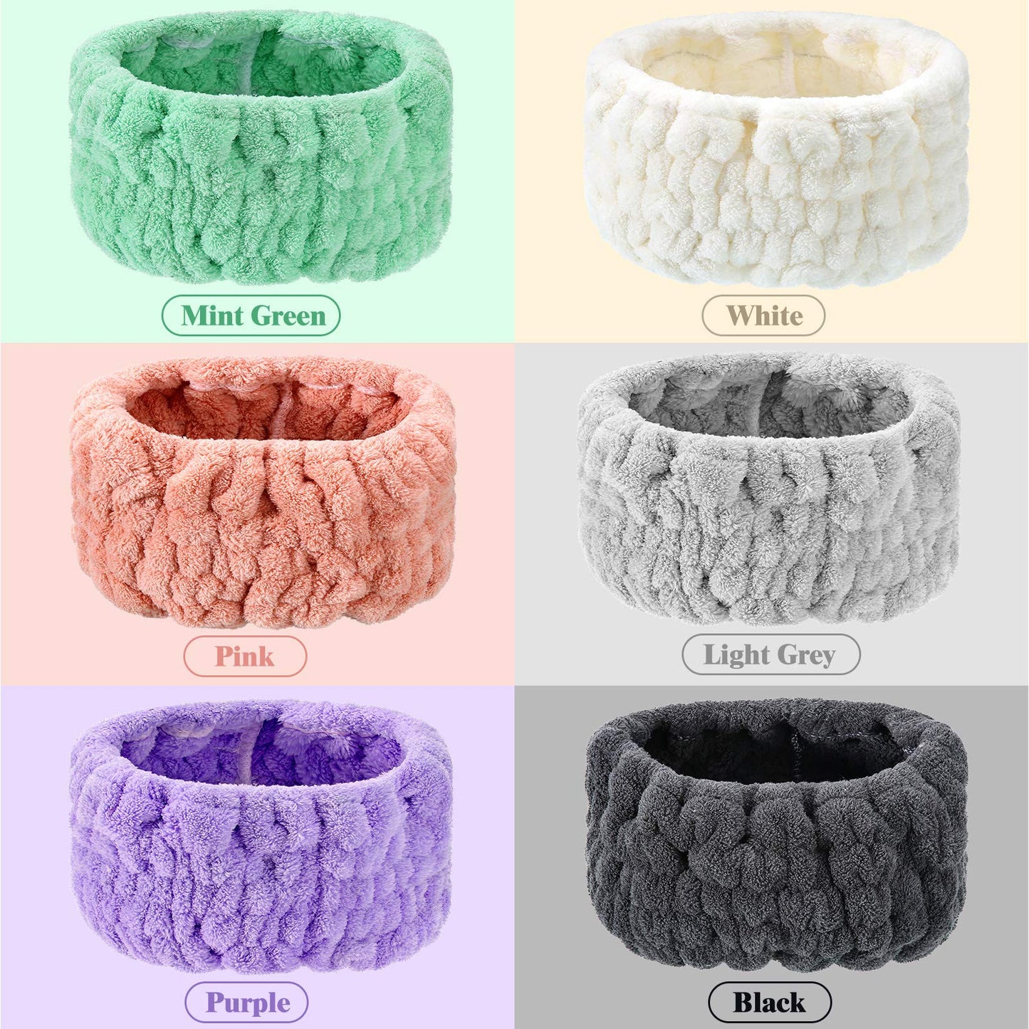 WILLBOND 6 Pieces Extra Wide Band 5 Inch Spa Facial Microfiber Headband Elastic Makeup Headbands Hair Accessories for Thick and Curly Hair, 6 Colors