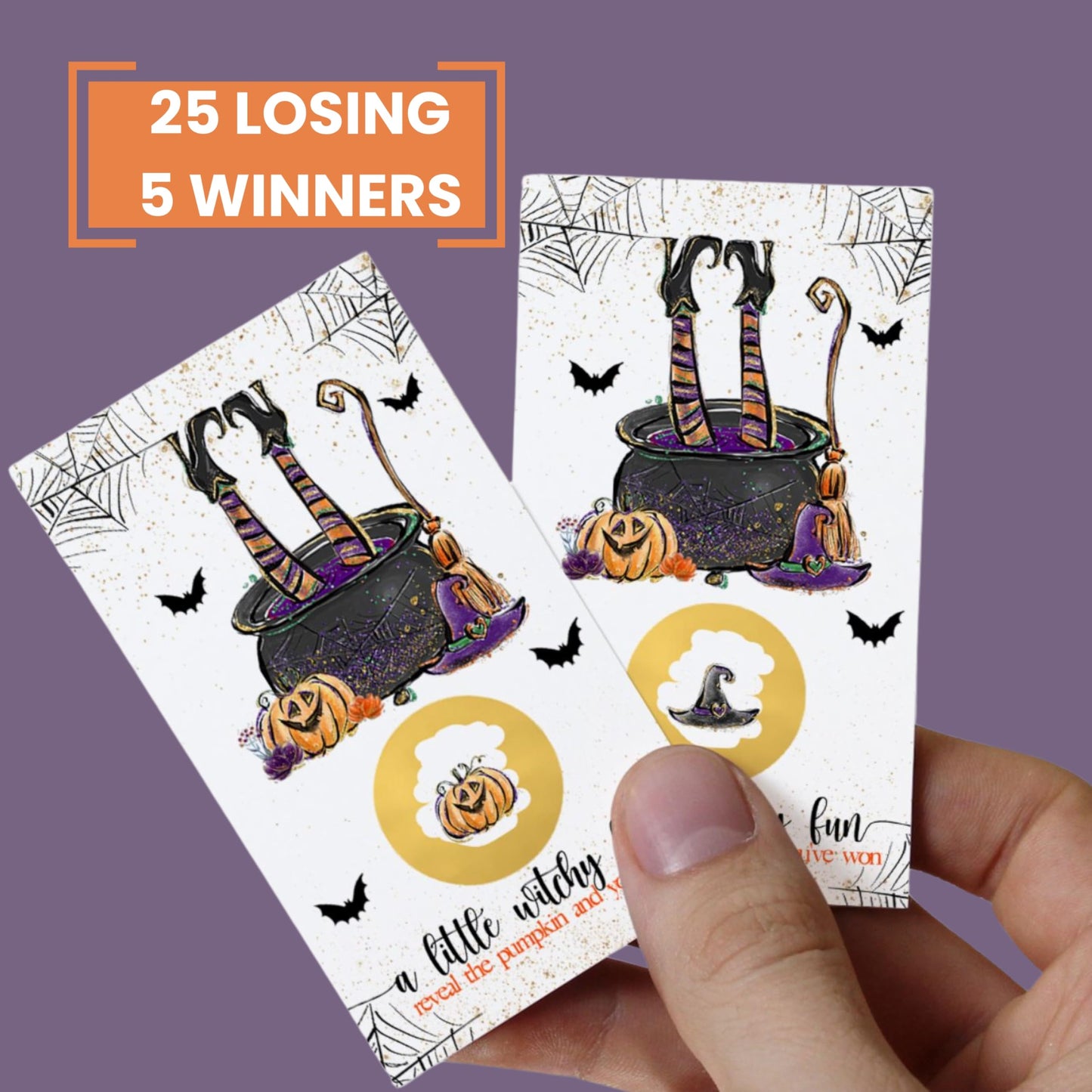 Witchy Fun Bridal Shower Scratch Off Cards (30 Pack) – Halloween Wedding Reception Activities, Lottery Giveaways, Girl’s Shower Party Favors, Bridal Shower Games, Spooky Celebration