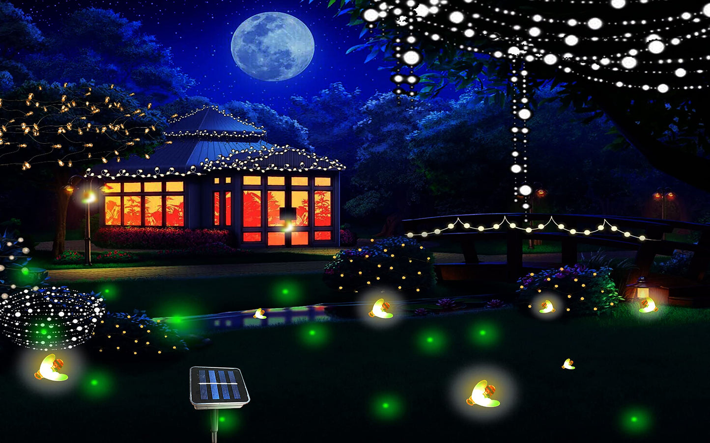 Wskvlcg Outdoor Solar Powered Firefly Lights Bugs with 9 Bee, Flickering Fireflies String Lights with 9 Amusing Fireflies Bulbs for Garden Patio Lawn, Brings Back Memories of Your Childhood