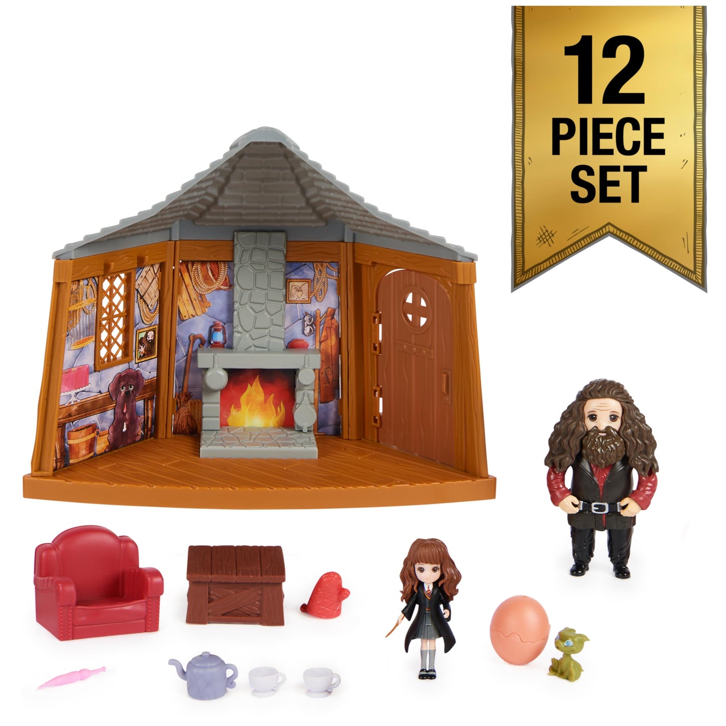Wizarding World Harry Potter, Magical Minis Hagrid’s Hut Playset with 2 Figures and 9 Doll Accessories, Kids Toys for Ages 6 and up