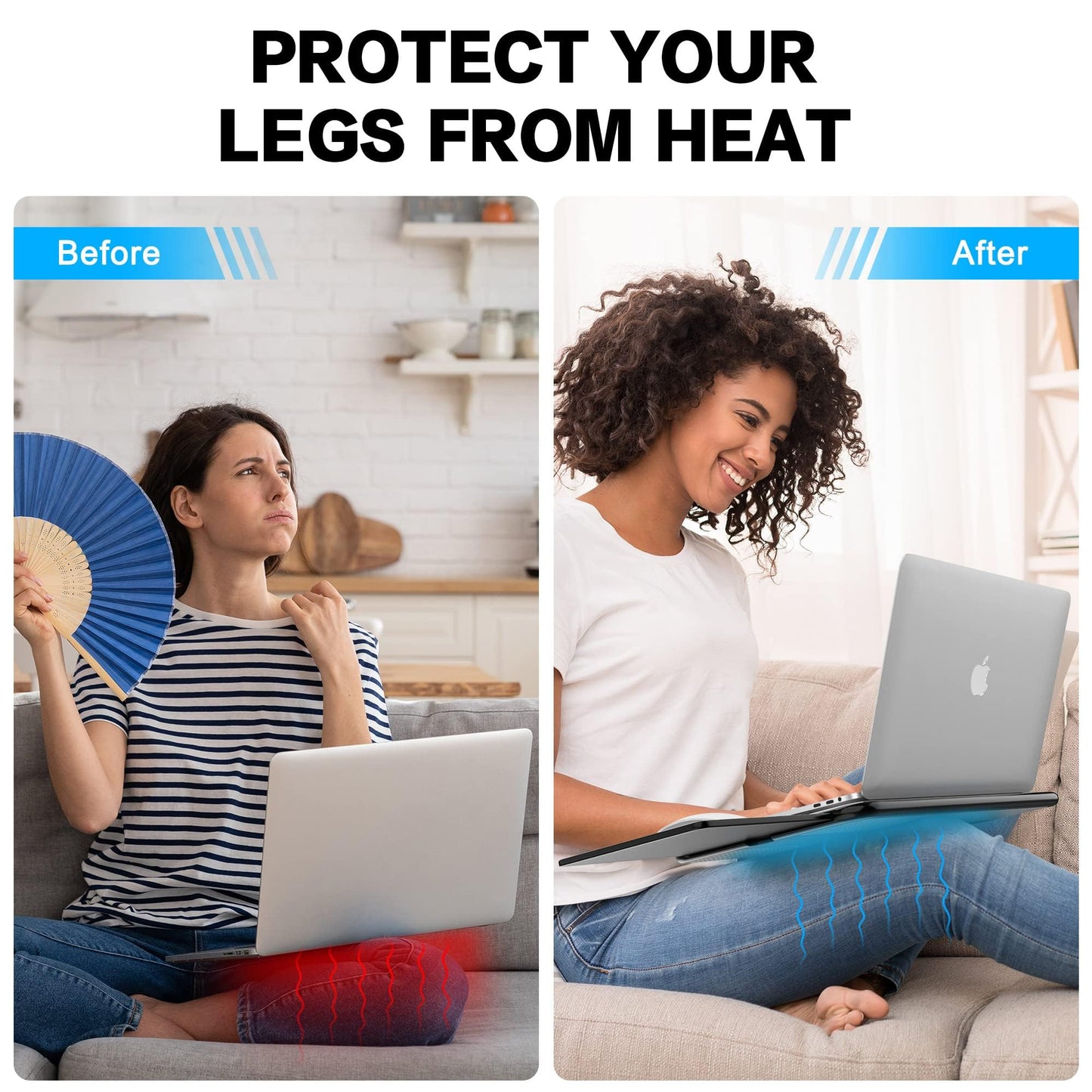 AboveTEK Portable Laptop Lap Desk w/Retractable Left/Right Mouse Pad Tray, Non-Slip Heat Shield Tablet Notebook Computer Stand Table w/Sturdy Stable Work Surface for Bed Sofa Couch or Travel