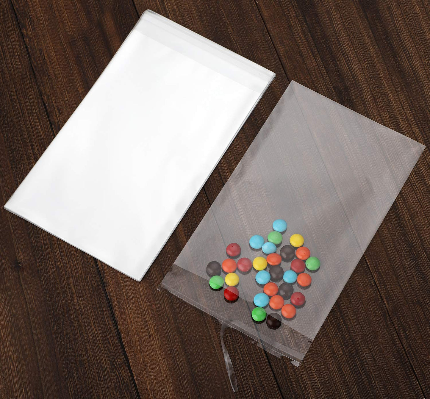 100 pcs Clear 7" x 10" Self Seal Cello Cellophane Bags Resealable Poly Bags 2.8 mils for Cookie, Candy, Gift Bakery, Prints, Photos, Cards , Party