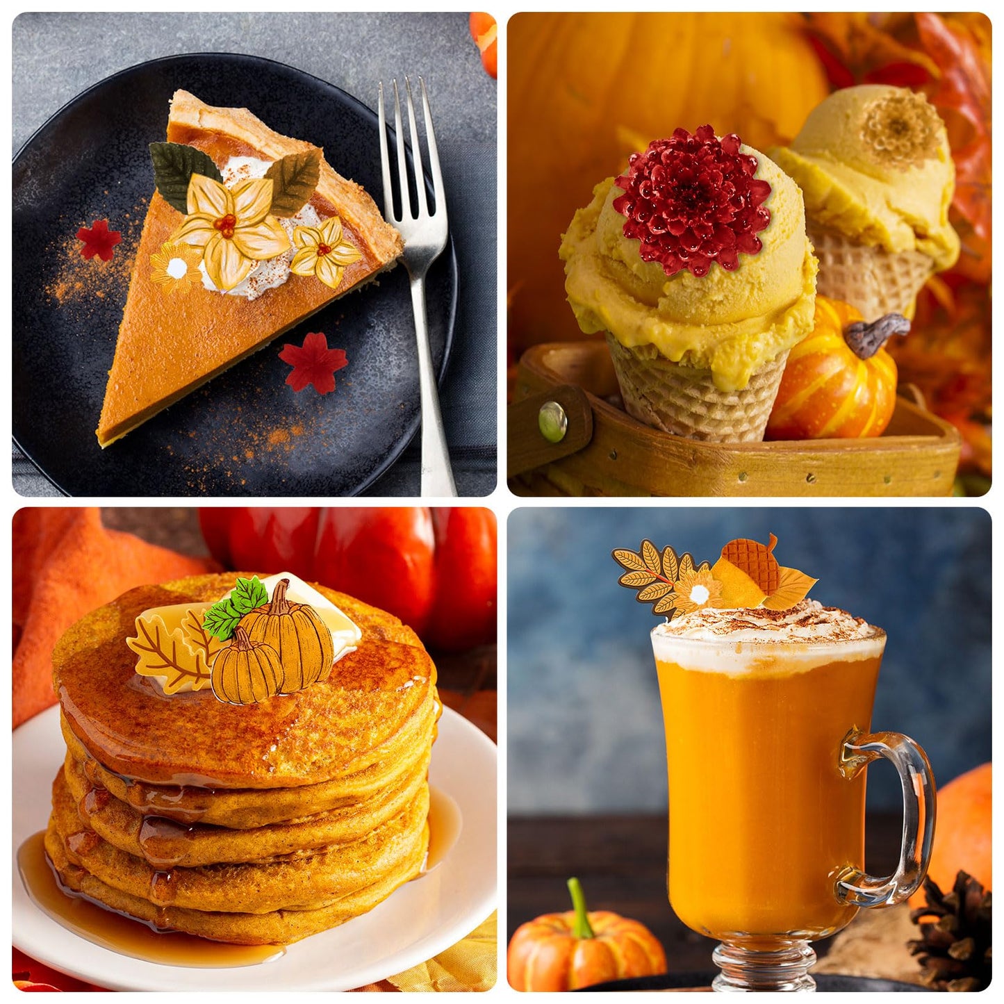 Whaline 3Pcs Fall Fondant Molds Fall Floral 3D Silicone Moulds Pumpkin Maple Leaf Flower Pine Cone Pattern Resin Molds Autumn Cupcake Cookie Candy Baking Moulds for Fall Thanksgiving Party DIY Crafts