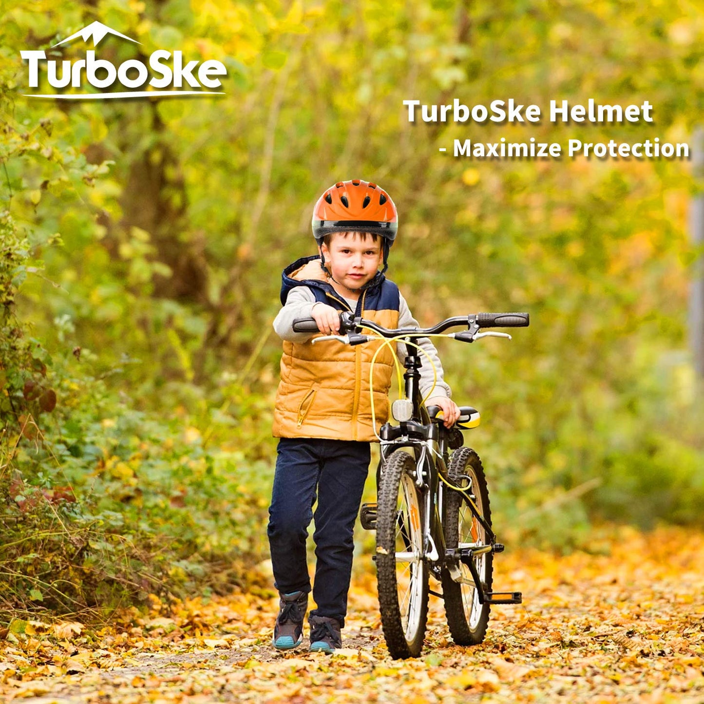 TurboSke Toddler Kids Bike Helmet, Multi-Sport Helmet Size Adjustable for Boys and Girls (Glossy Orange, Small: 48-52cm/18.8"-20.5")