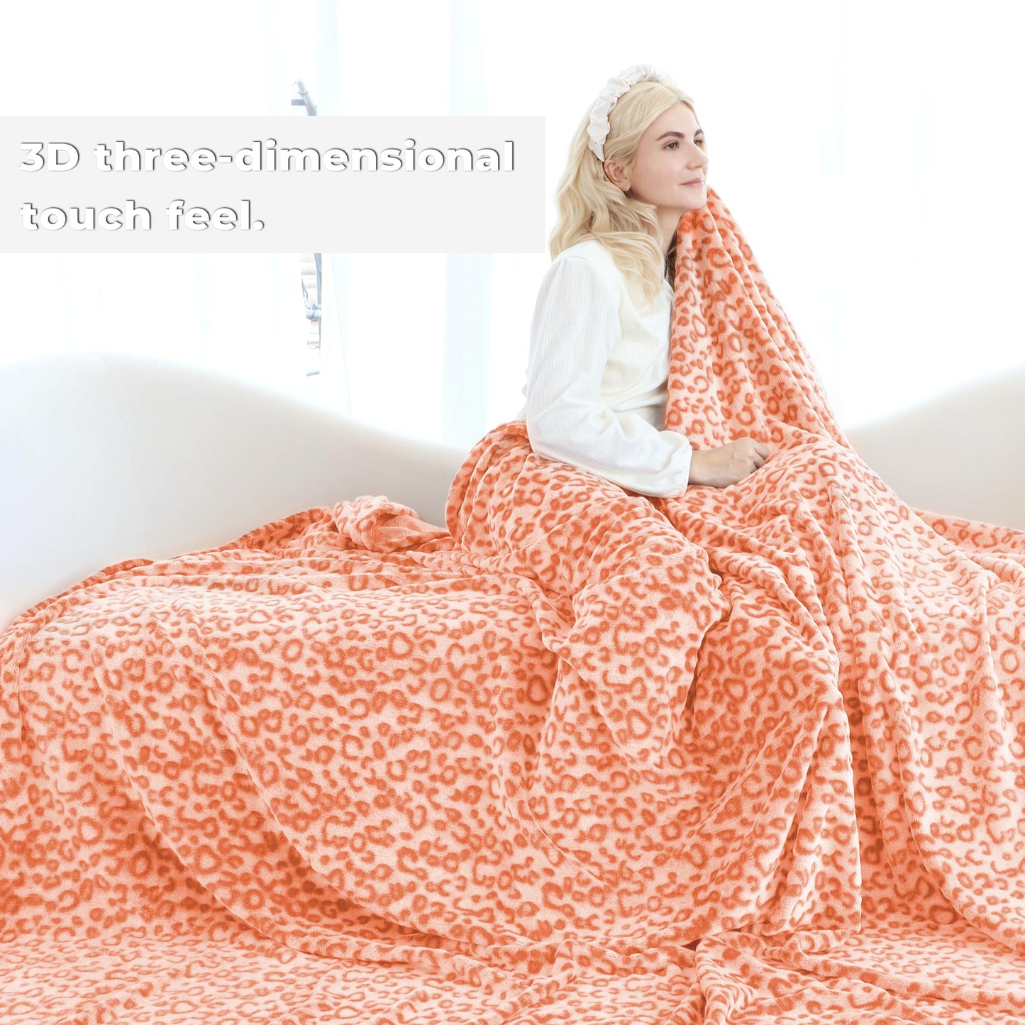 Warm Orange Blanket Leopard Print Throw Blanket Soft Fleece Blankets Home Decor Stuff for Couch Bed Sofa