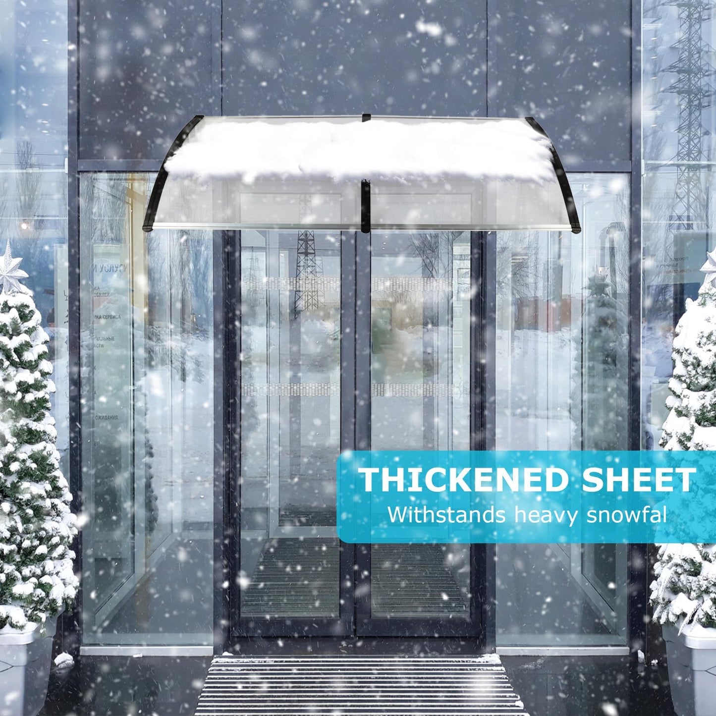 80" x 40" Window Awnings Door Canopy, Polycarbonate Cover Front Door Outdoor Window Awning Exterior, Entry Door Awning for Sun Shutter, UV, Rain and Snow Protection, Hollow Sheet(Clear Board)