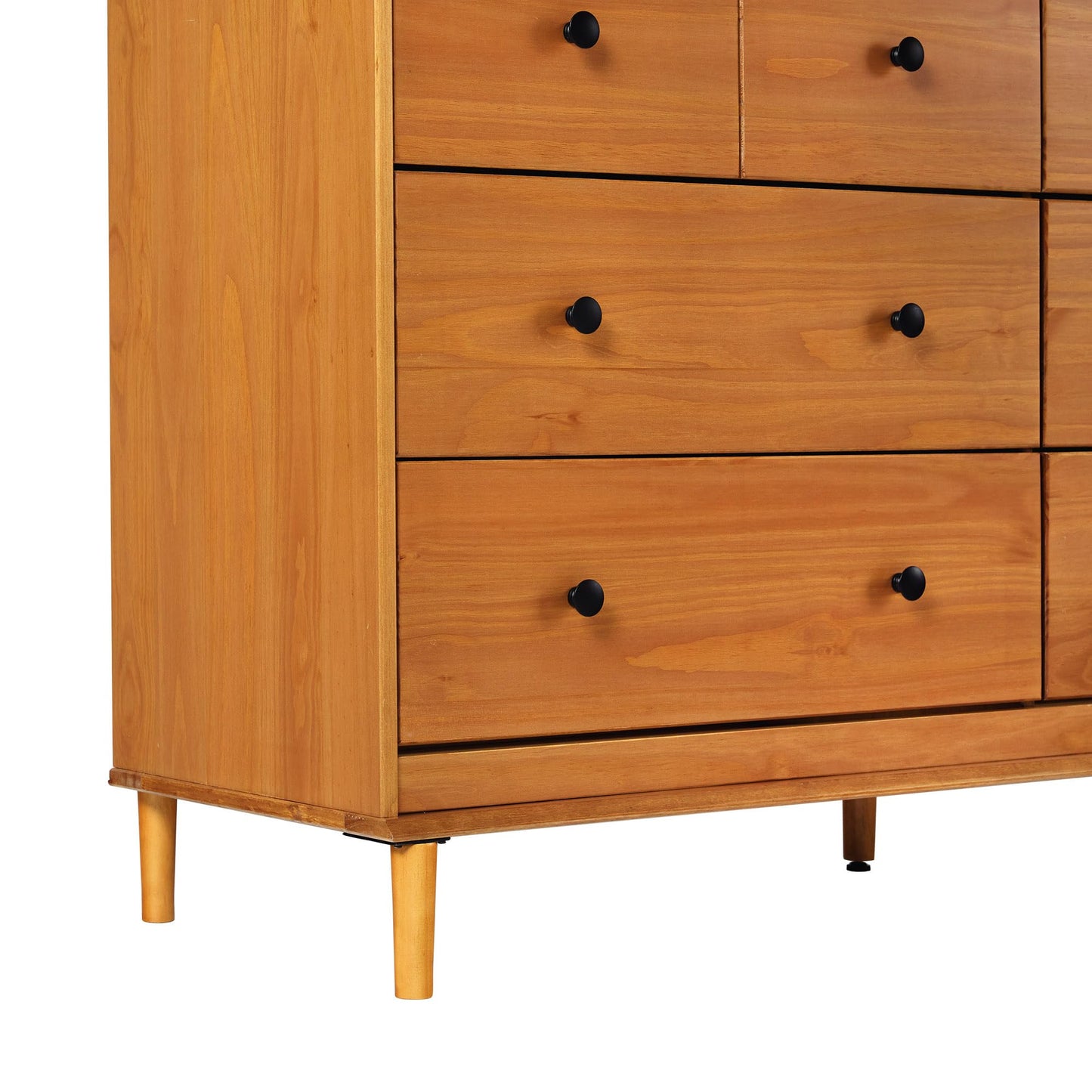 Walker Edison Modern 6-Drawer Solid Wood Dresser Bedroom Storage, 57 Inch, Caramel