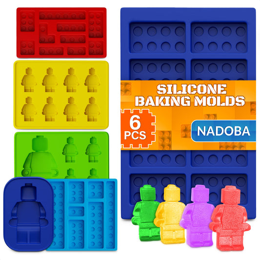 6 Pcs Silicone Molds for Chocolate – Fun Robot & Brick Non-Stick Shapes, Heat-Resistant, Easy to Use and Clean – Chocolate Molds Silicone Design for Candy, Ice, Gelatin, Gummy, and Cake Decorating