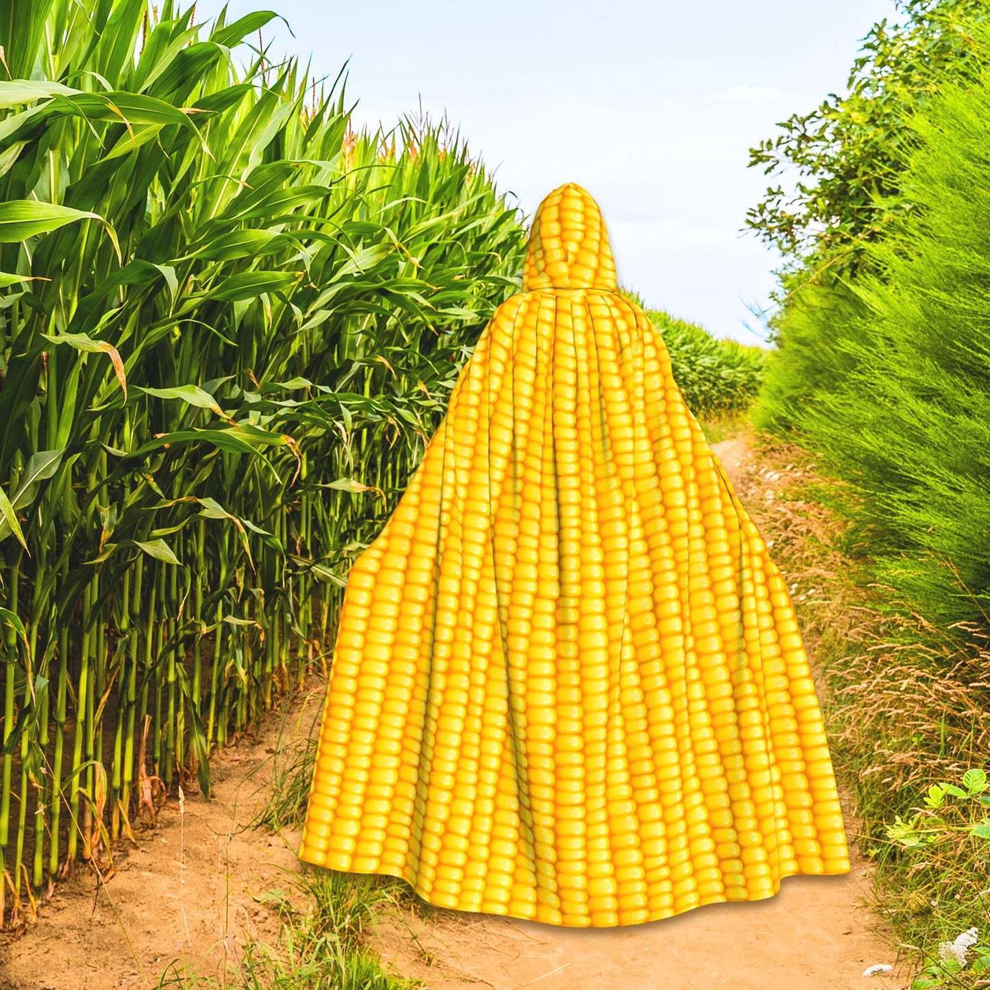 WFUUGNJ Corncobs With Corns Hooded Cloak Halloween Cosplay Costumes Corn Costume Party Ghosts Cape Corn Costume Adult Corn Cape