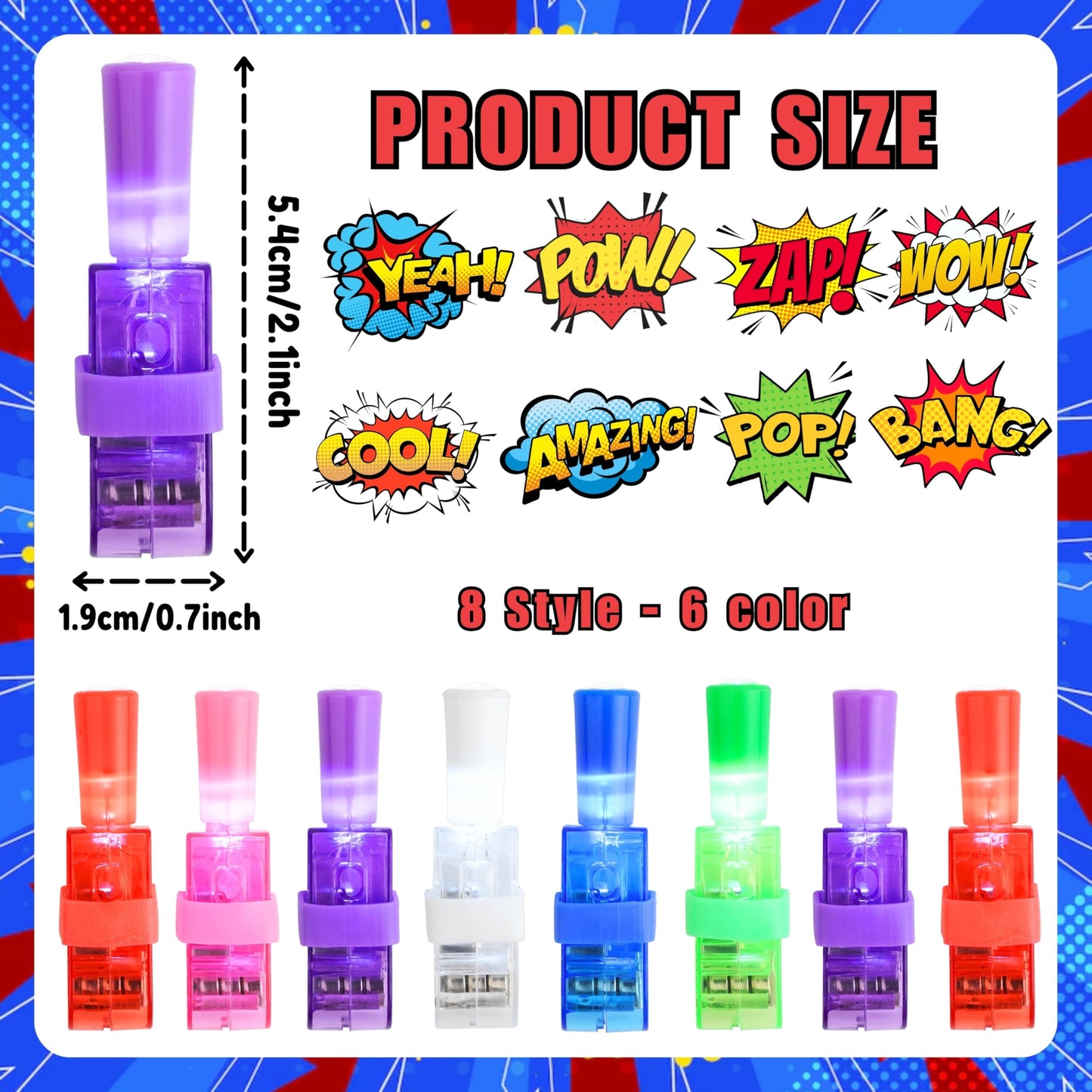 72 PCS Superhero Party Favors – 48 PCS Tattoos & 24 PCS LED Finger Lights Combo – Birthday Goodie Bag Fillers, Party Supplies, Gifts Light Up Toys Glow In The Dark for Boys and Girls