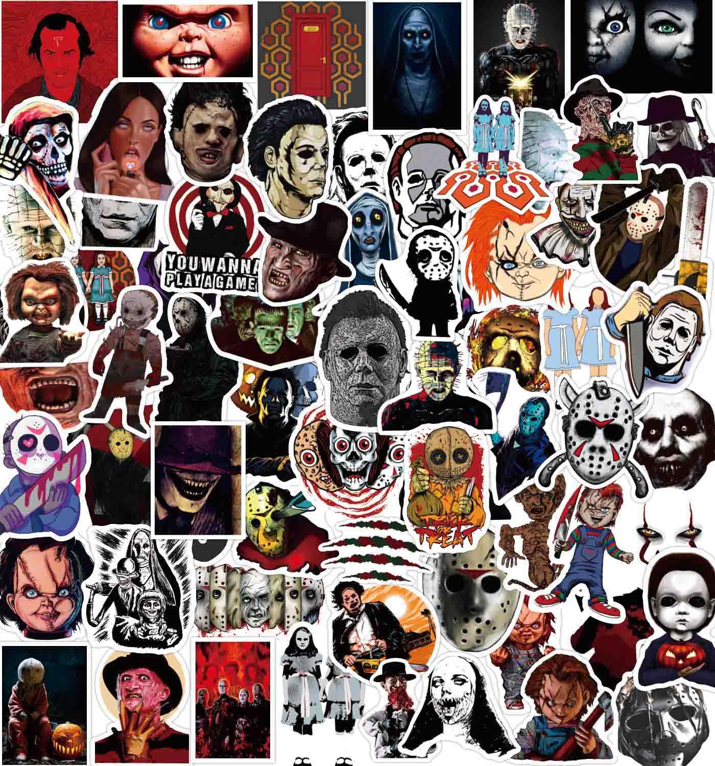 200 Pcs Horror Stickers, Vinyl Waterproof Laptop Decals Water Bottle Stickers, Horror Movie Theme Decor Halloween Stickers Scary Gift for Teens Adults