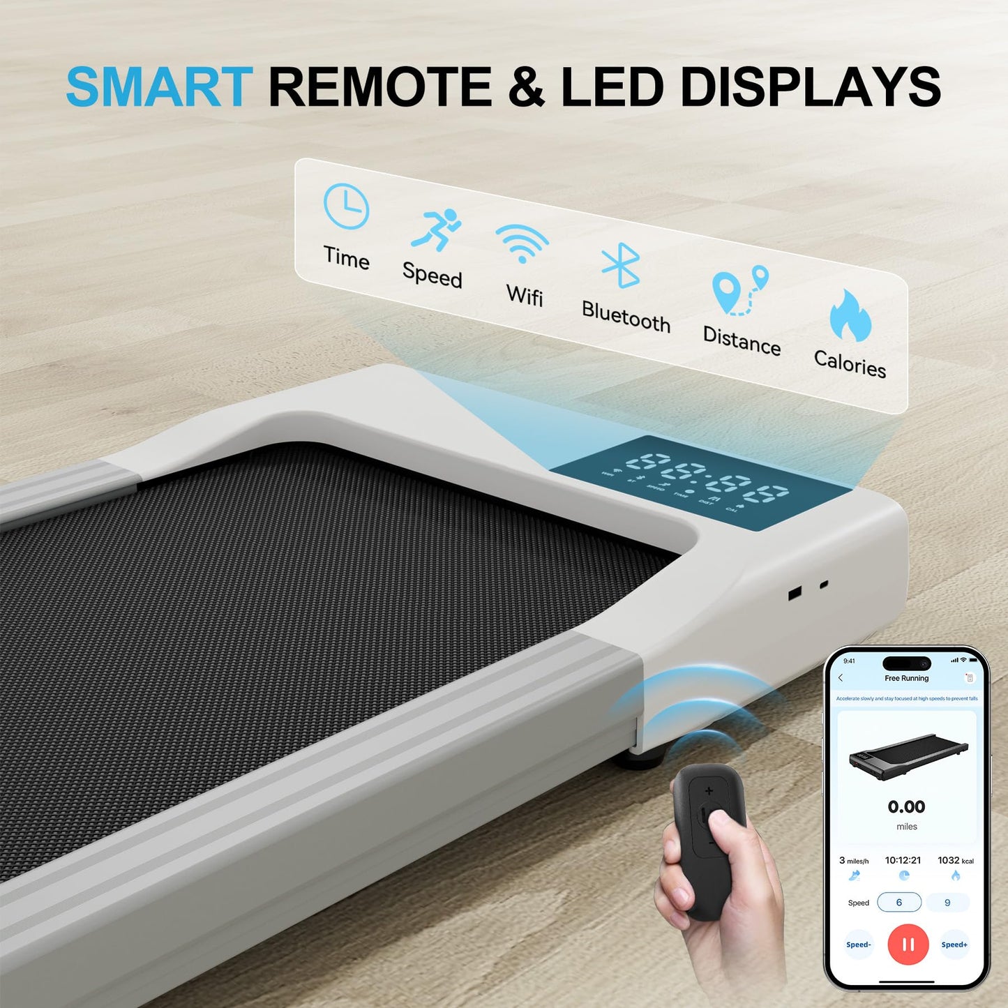 Walking Pad Treadmills for Home Office, Under Desk Walk Mat with APP and Remote Control, 3 in 1 Portable Exercise Equipment, Compact Jogging Running Machine for Small Space, 250 Lbs Capacity